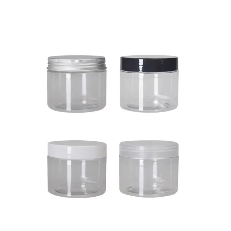 100 ml 120 ml huisdier plastic opbergdozen transparante blikjes ronde potten met aluminium deksels