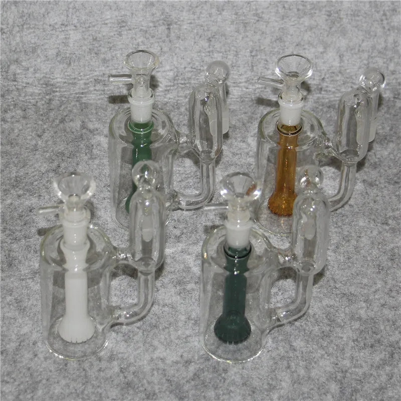 Glass Bong Hookahs Ash Catchers 14mm Thick Pyrex Bubbler Ash Catcher 45 90 Degree Ashcatcher Water Pipes with quartz banger smoking bowl silicone container