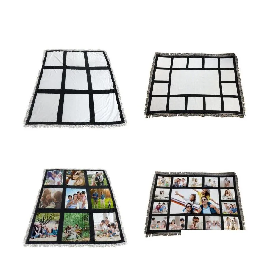 담요 승화 블랭크 담요 가을 겨울 따뜻한 소파 담요 125x150cm DIY 인쇄 9 및 15 패널 플란넬 러그 술 47JM G2 DHQXA