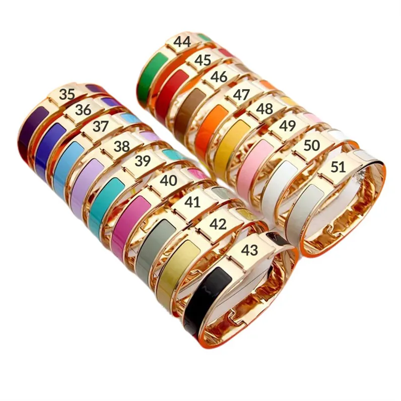 Pulseras de dise￱ador de moda Mujeres Bangle Bangle Chain Carta Joya de joya de 17 colores Amantes de bodas de acero inoxidable con acero inoxidable