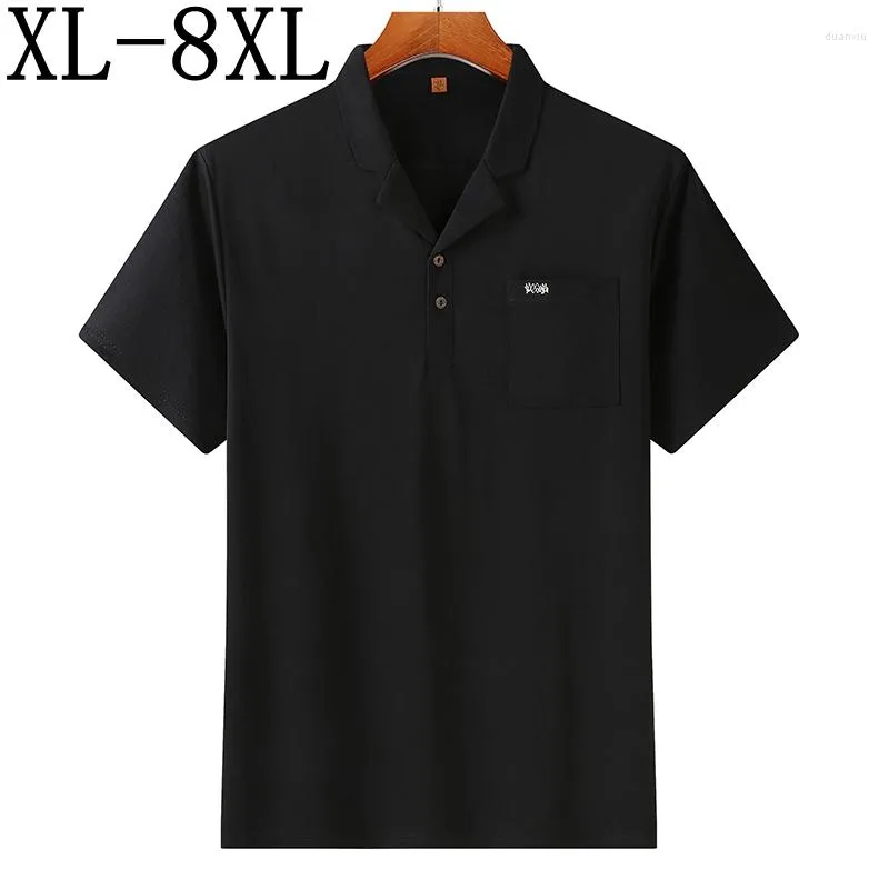 Polos męski Rozmiar 8xl 7xl 6xl 2022 Summer Casual Polo Shirt Men Mężczyzna Krótki rękaw mężczyzna z kieszeniami najwyższej jakości koszule oddychające męskie