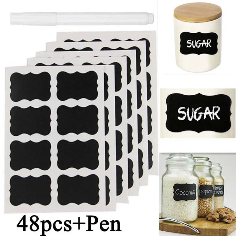 Erasable Blackboard Sticker Craft Kitchen Jars Organizer Labels Chalkboard Chalk Board Black