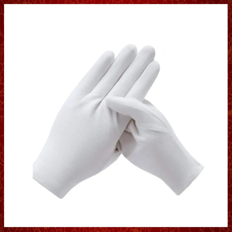 ST917 1 Pairs White Gloves Cotton Work Gloves For Dry Hands Handling Film SPA Gloves Ceremonial Inspection Glove