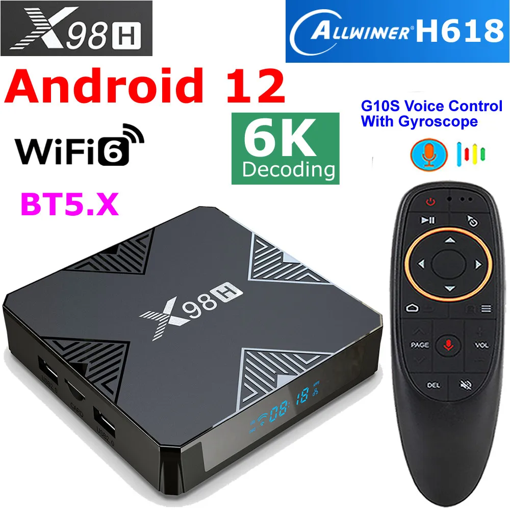 X98H SMART Android 12 TV Box Allwinner H618 3D 4K BT5