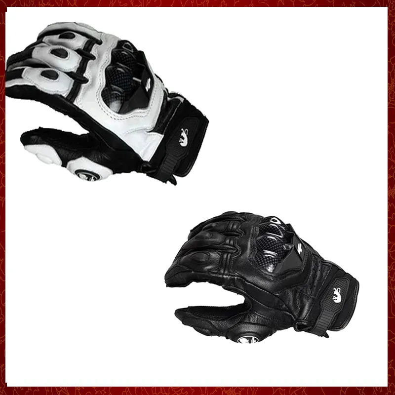 Gants de moto ST643 gants d'équitation respirants portables en cuir court chevalier gants incassables en Fiber de carbone