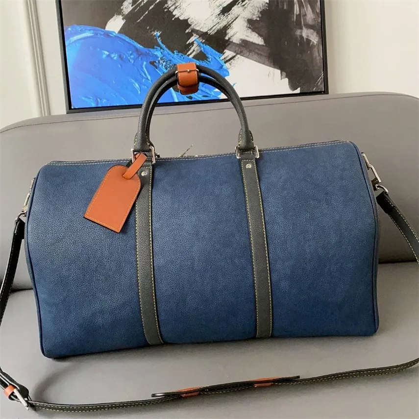 Sacs de sport hommes sacs de créateurs femmes grande capacité véritable sacs à main en cuir véritable sac fourre-tout épaule bleu Handbag261G