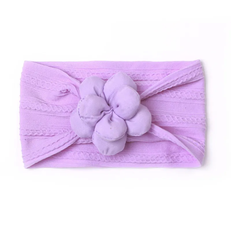 Bandeau en Nylon avec fleur en tissu, accessoires pour cheveux de nouveau-né, Turban pour bébés filles, couvre-chef large et mignon pour enfants