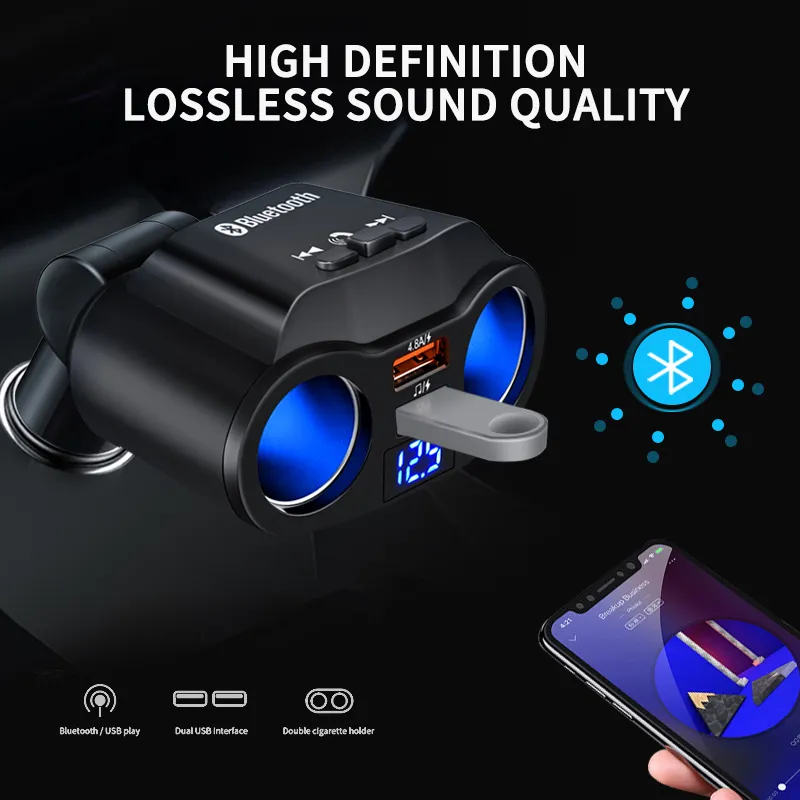 cigarette adapter bluetooth Car Cigarette Lighter Bluetooth FM Transmitter with 7-Inch Display, 2 USB  Ports, 12V-24V Power Input from Dhgate Car Audio