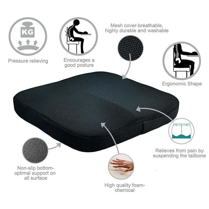 Coussin Oreiller Décoratif Antidérapant Orthopédique Mousse à Mémoire Coccyx pour Coccyx Sciatique Soulagement des Douleurs Dorsales Confort Chaise de Bureau Siège de Voiture 221205