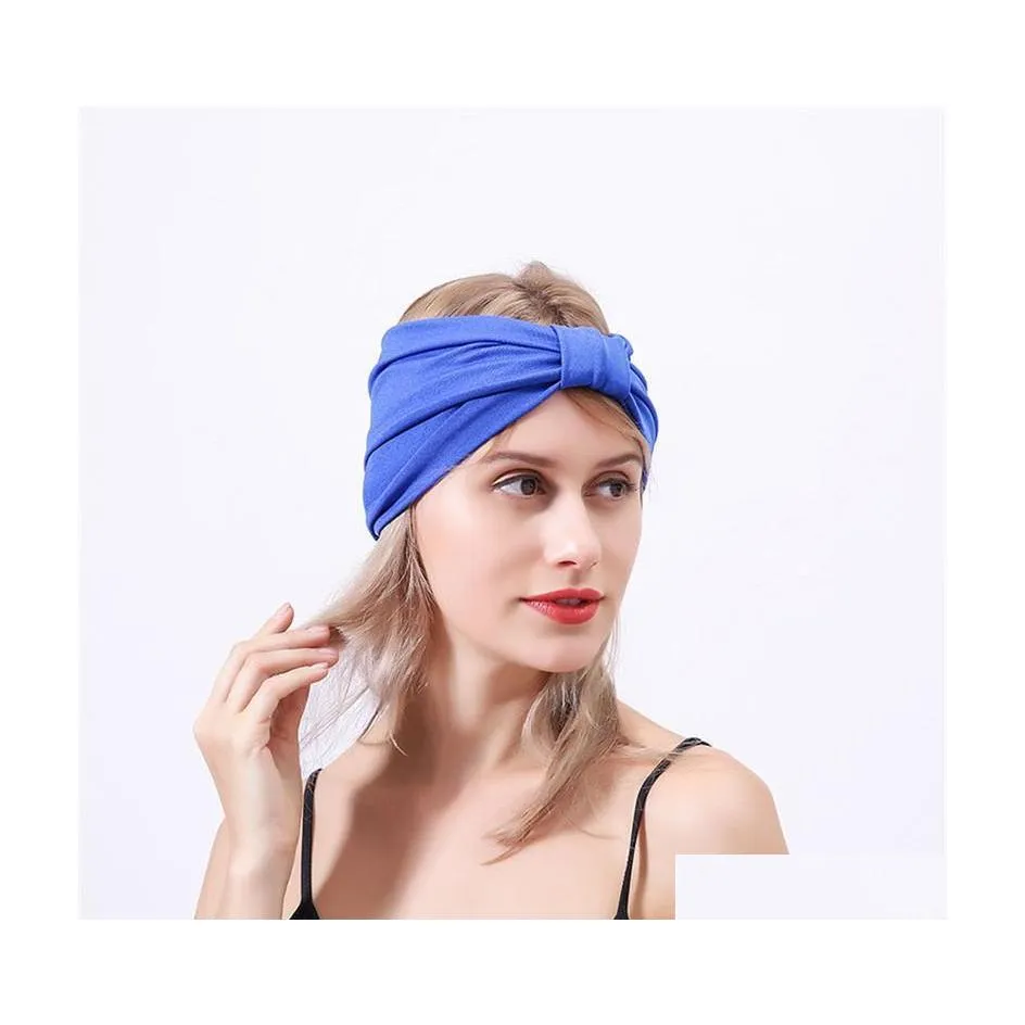 Bandeaux Femmes Bandeau Stretch Turban Cheveux Accessoires Chapeaux Yoga Run Bandes De Bandage Bandeaux Large Headwrap Drop Delivery Jewe Dhk3L