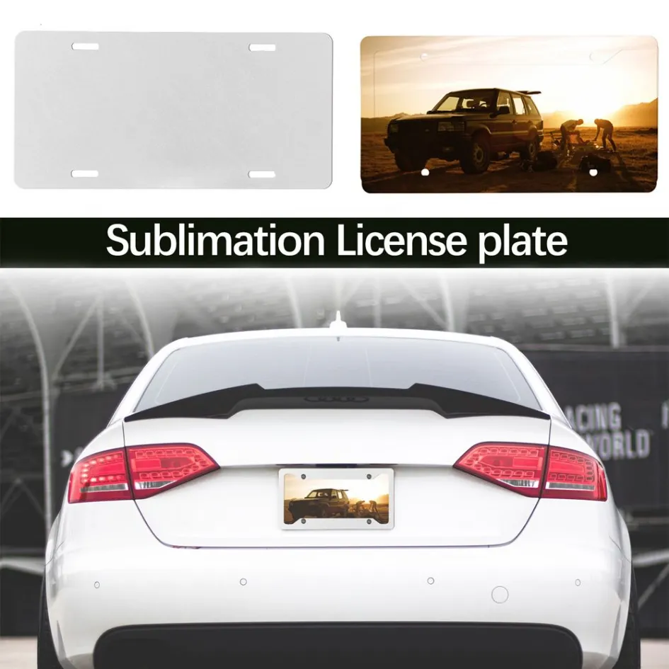 Ébauches de plaque d'immatriculation de sublimation ébauches de cadre de plaque d'immatriculation automobile métal aluminium support Sublimation étiquettes de voiture ss1205