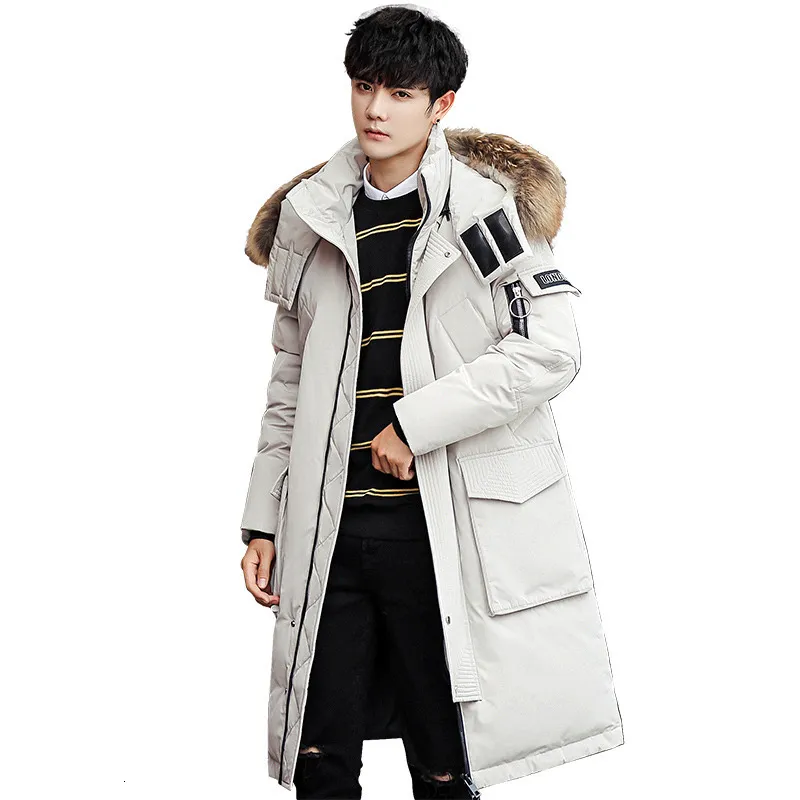Men s Down Parkas Winter Thick Youth Male Puffer Coat Long Military Fur Hood Warm Tactical Bomber Korean 221203
