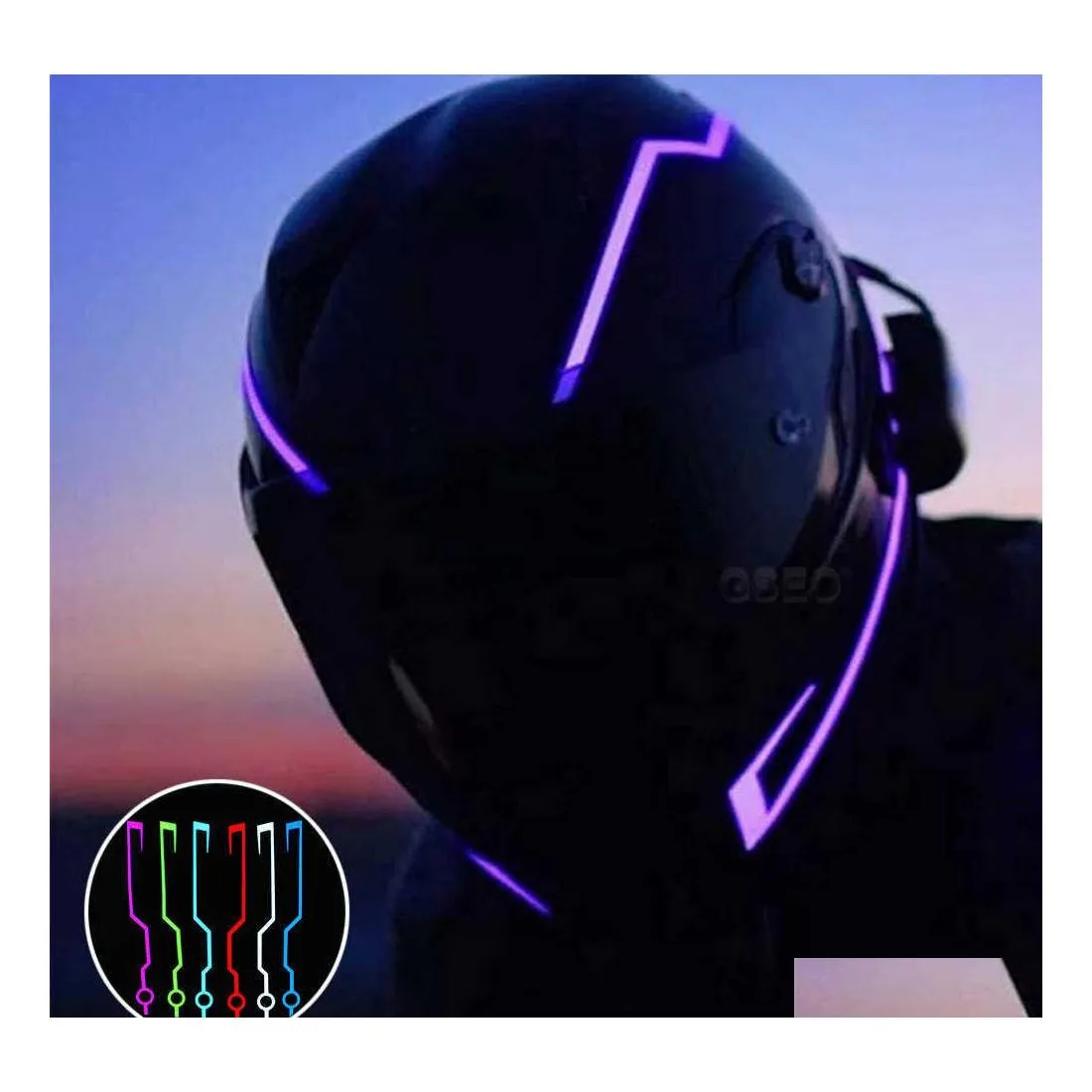 Altri accessori per moto Casco Accessori per moto Luce di guida Segnale El Strip Lampeggiante Durevole Kit Bar Fai da te Riflettore a LED C Dhszk