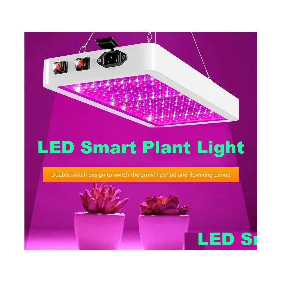 Grow Lights Led Grow Light 2000W 3000W Double Switch Phytolamp Waterproof Chip Growth Lamp Fl Spectrum Plant Box Lighting Indoor Dro Otojs