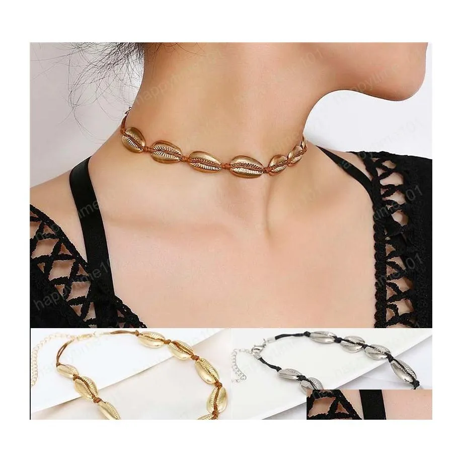 Chokers Metal Shell Charking Colar Sier Gold Designer Jóias de moda Mulheres Drop Deliver