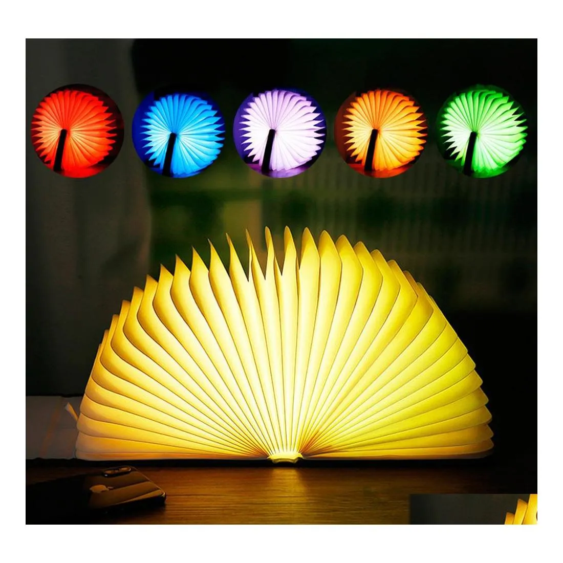 Night Lights Brelong Usb Rechargeable Colorf Color Change Book Light Led Reading Red Blue Gold Brown Yellow Drop Delivery Lights Lig Ott2K