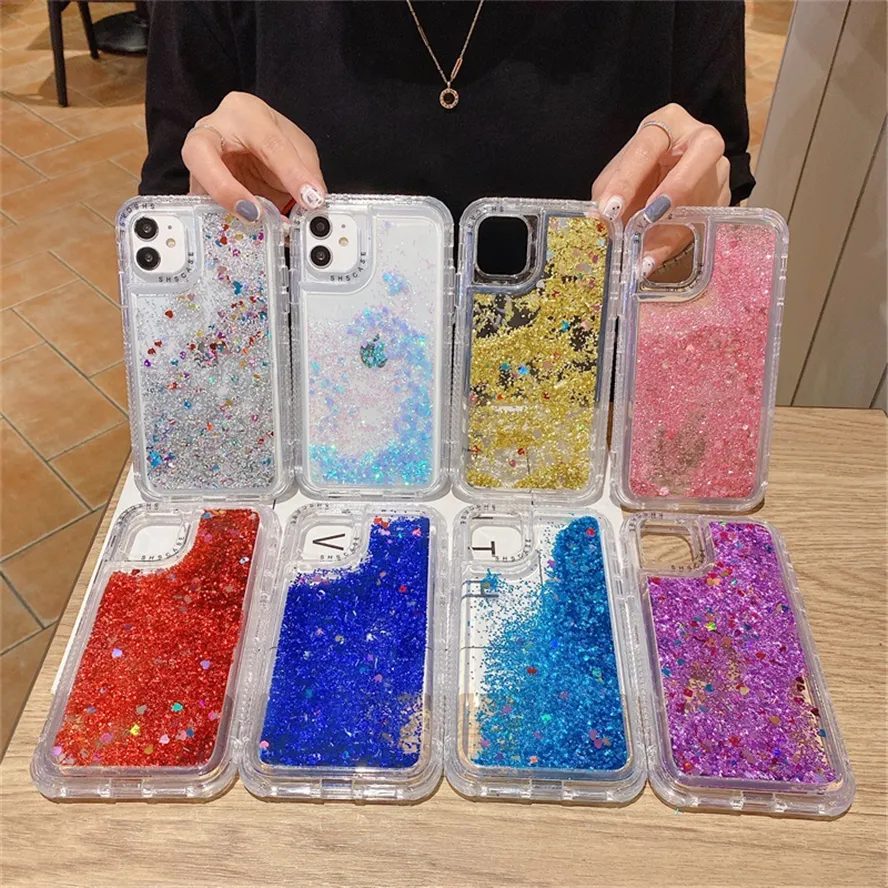 Casos de telefone celular Shscase din￢mica Qicksand Glitter Liquid Case para iPhone 14 13 12 11 Pro Max Xr XS Max x 7 8 Plus Soft Silicone Bumper Tampa traseira