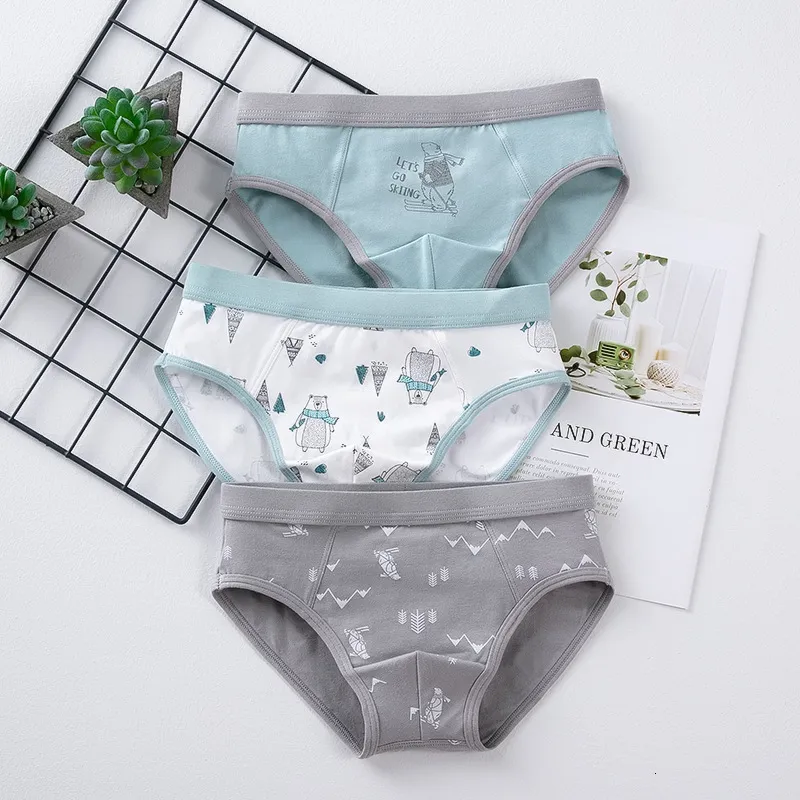 Calcinha 3 16 anos 3pcs pack meninos algodão estudante de algodão adolescente boxer shorts roupas íntimas para puberdade adolescentes briefs kf327 221205