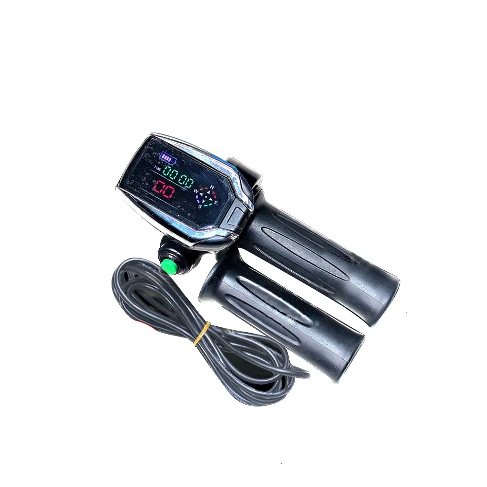 36V 48V Ebike Throttle Handlebar Show Speed Electric Mileage Time LCD Colorful Display With Switch For Electric Bicycle