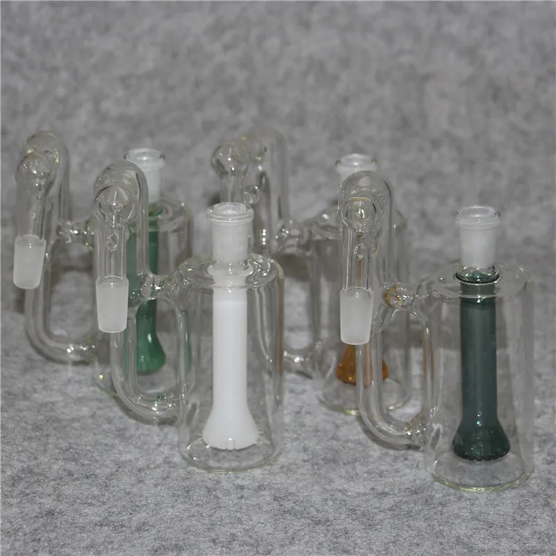 Glass Bong Hookahs Ash Catchers 14mm Thick Pyrex Bubbler Ash Catcher 45 90 Degree Ashcatcher Water Pipes with quartz banger smoking bowl silicone container