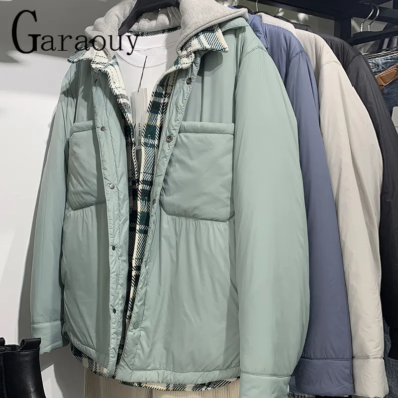 Мужчины вниз Parkas garaouy Men Jacket Рубашка зима теплое добавление хлопкового пальто мужское простота повседневная спортивная одежда пуговица сплошное цвет высококачественный 221205