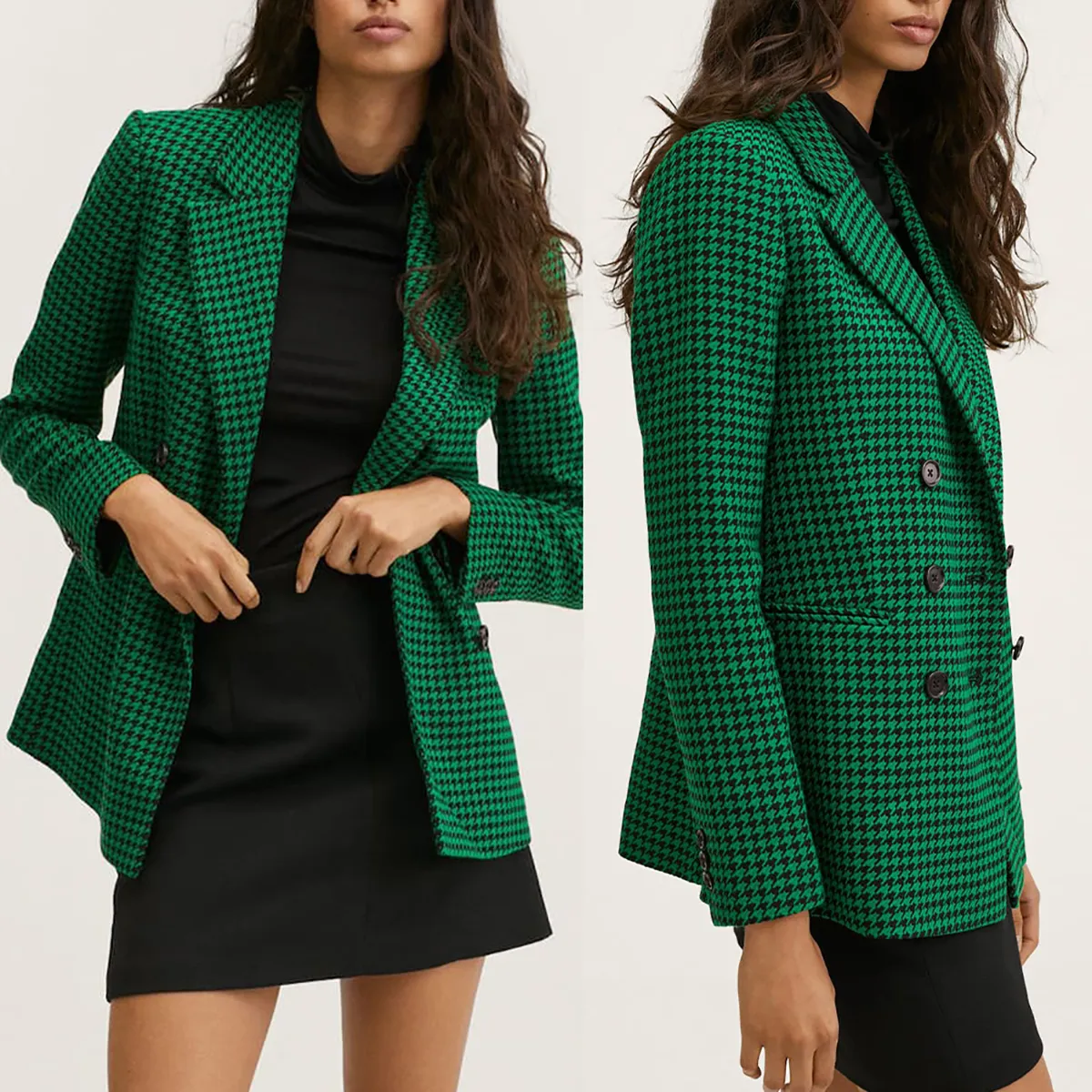 Abito scozzese verde Blazer ampio per il tempo libero Smoking da sposa Abiti da sera da ballo Una giacca