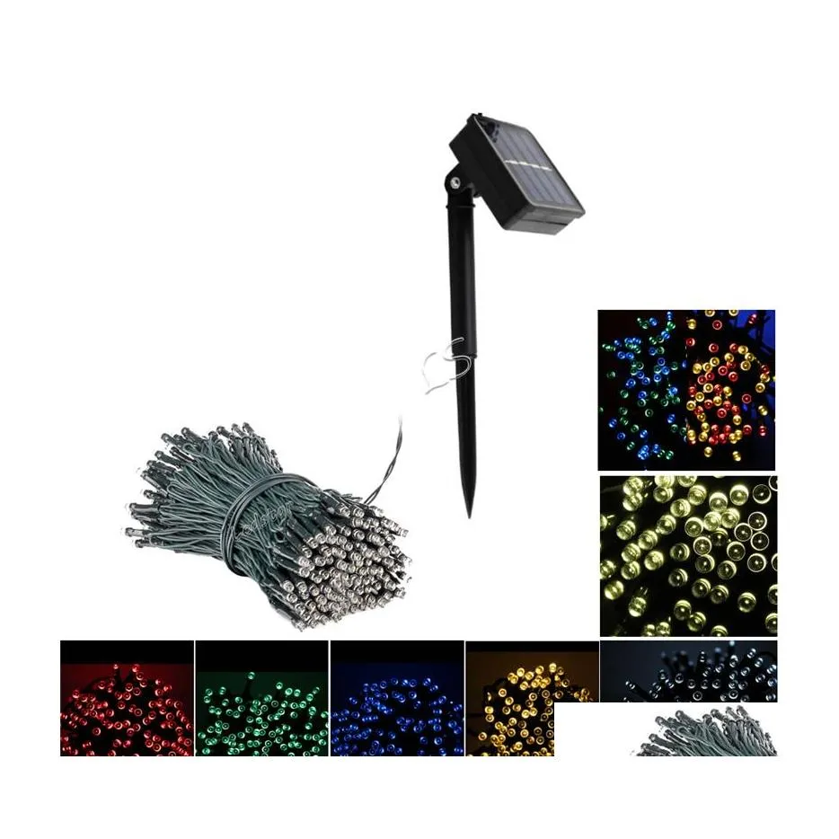 Led Strings 200 Led Lumière Solaire Extérieure Étanche Chaîne Guirlande Lumineuse Guirlande De Noël Alimenté Réverbère Pour La Décoration De Jardin D Otjmn