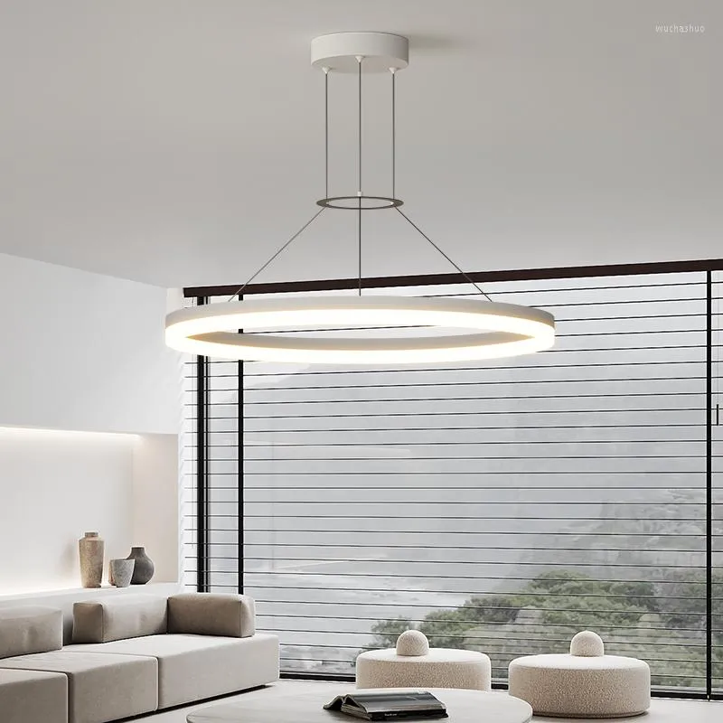 Hanglampen moderne minimalistische woonkamer kroonluchter eenvoudige stijl ring lichtgevende eetlamp Noordse creatieve slaapkamer