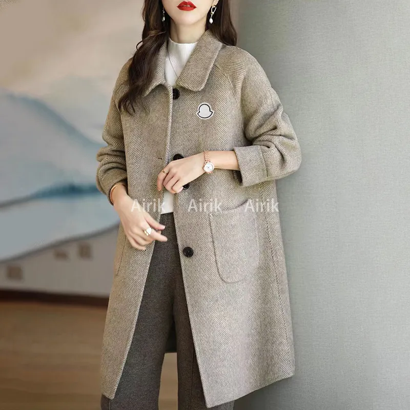 Korean Style Designer Long Sleeve Wool Trench Coat Ladies For Women ...