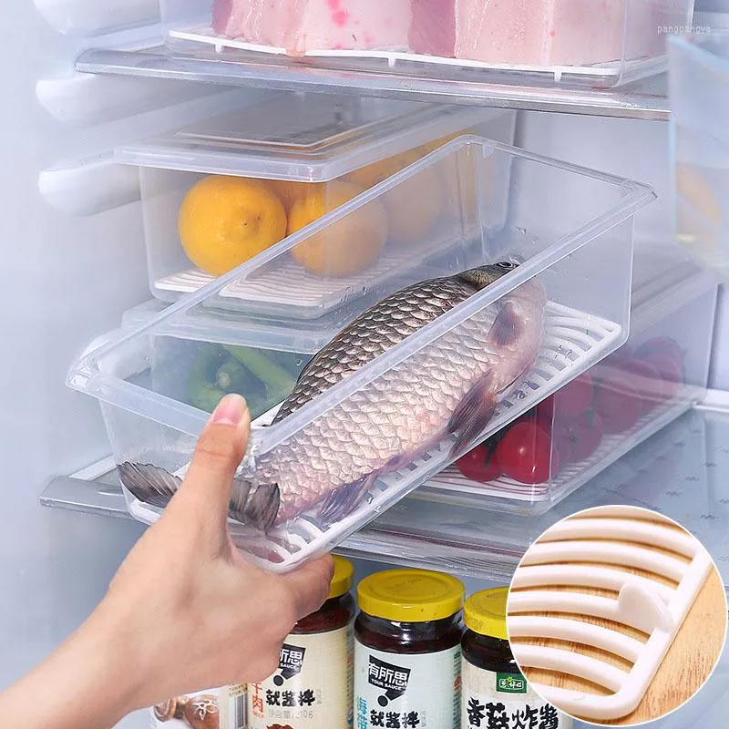 Storage Bottles Kitchen Refrigerator Seafood Box Deodorant Sealed Container Square Plastic Fruit Vegetable Fresh-Keeping