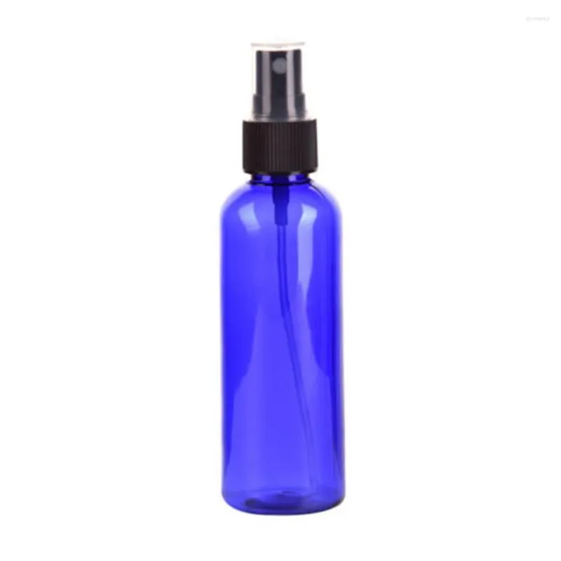 Bouteilles de rangement 1pc 100 ml Femmes bleues Bouteille en plastique Bouteille essentielle Huile de liquide liquide fin atomiseur de brume fin récipient cosmétique