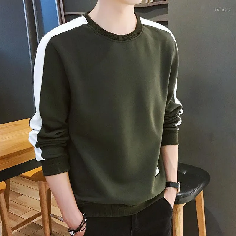 Erkek Hoodies Uzun Kollu Sweatshirt 2022 Kış Düz Renk Ordusu Yeşil Sokak Giyim İnce Erkekler M-4XL Büyük Boyut