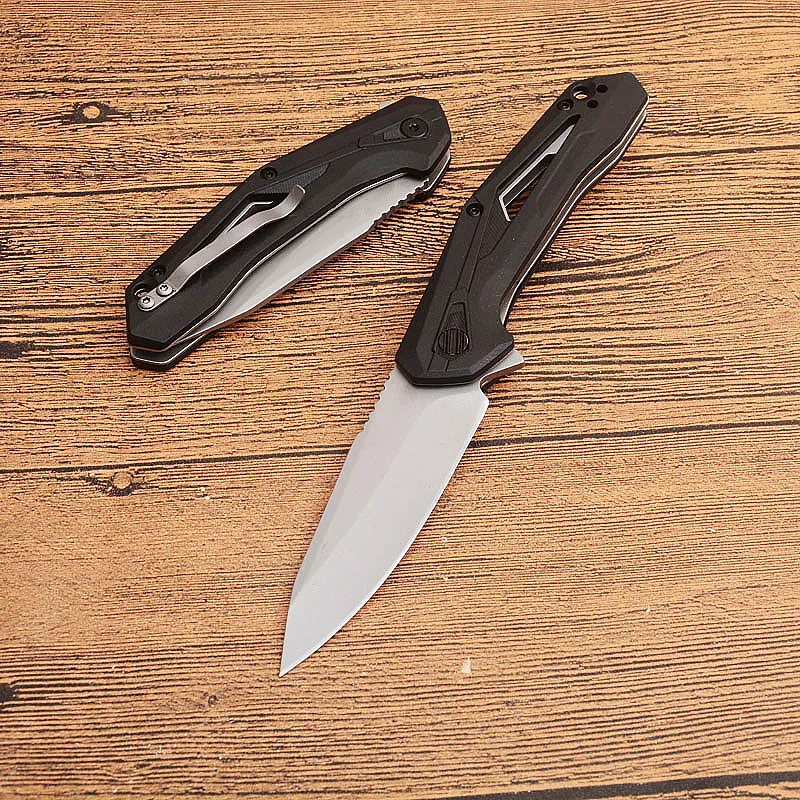 Высококачественное складное нож KS1385 Flipper 8cr13mov DLC Конечный покрытие для лезвия стеклянная ручка волокон с помощью быстрого открытого ножа папки с розничной коробкой