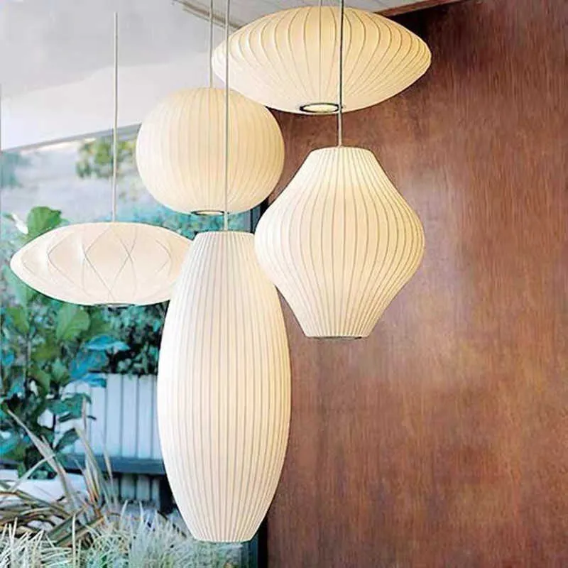 Hanglampen Japanse hanglampje Wit ontwerp Minimalistisch lamp Zijde doek Lichtkleding Nelson Lamp Shop Doek Loft Lantern Hanger Lamp G230524
