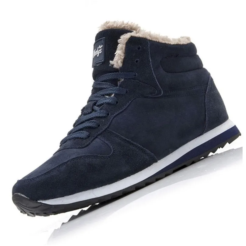 Klädskor män stövlar vinter plus storlek 48 hålla varma ankel botas hombre läder plysch sneakers s 221203