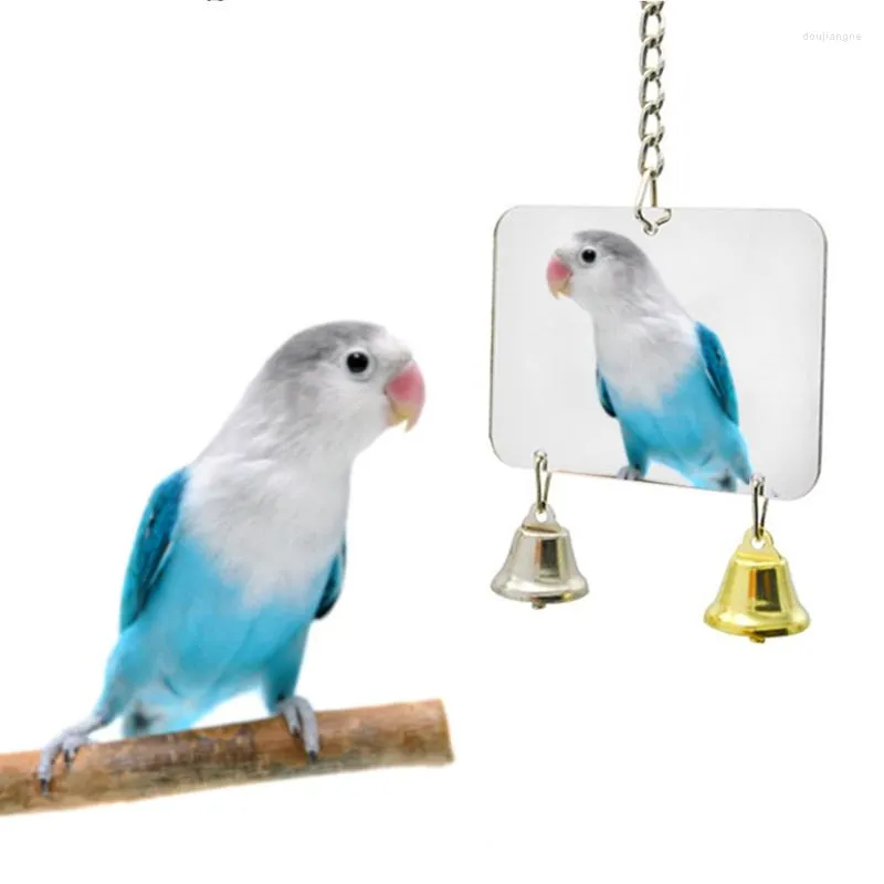 Other Bird Supplies Parrot Mirror Toys Pet Bell Toy Heart-shaped Round Optional With In Random Color Stair ABS Supply Accessories