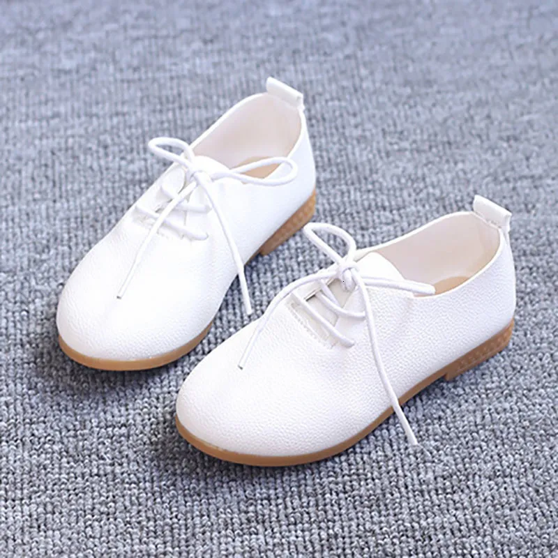 Baskets enfants classique blanc jaune chaussures en cuir souple pour les tout-petits grandes filles garçons enfants école à lacets plat décontracté 221205