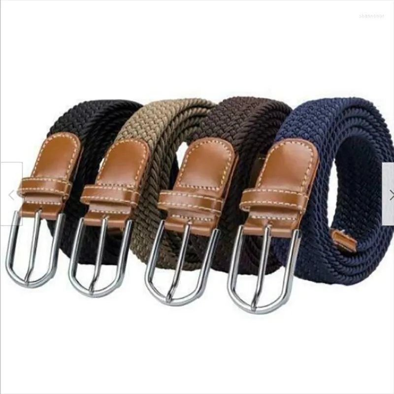 Cintos de cinturão elástica trançada para homens Mulheres tecidas Tela estica a cintura jeans Pote hommes fivelas grandes Ceinture