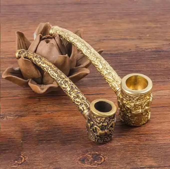 Latest Brass Smoking Pipe 2 Size Metal Tobacco Dry Herb Hand Filter Spoon Pipes Tools Accessories Oil Rigs