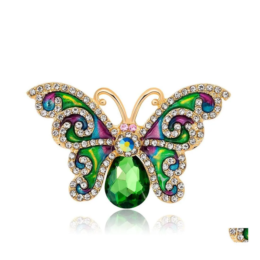 Pins Brooches Womens Exquisite Colorf Zircon Rhinestone Butterfly Brooch Costume Accessories Jewelry Drop Delivery Dhajw