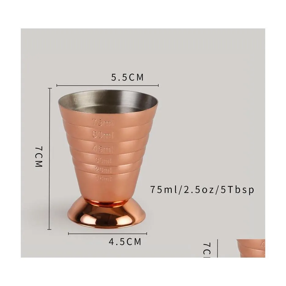 Бар инструментов 304 Магическая измеренная чашка с 3 видами градуированной стеклянной из нержавеющей стали унции бутылочки для бутылочных шкал творческий вин 36 м2 капля d dhb9j