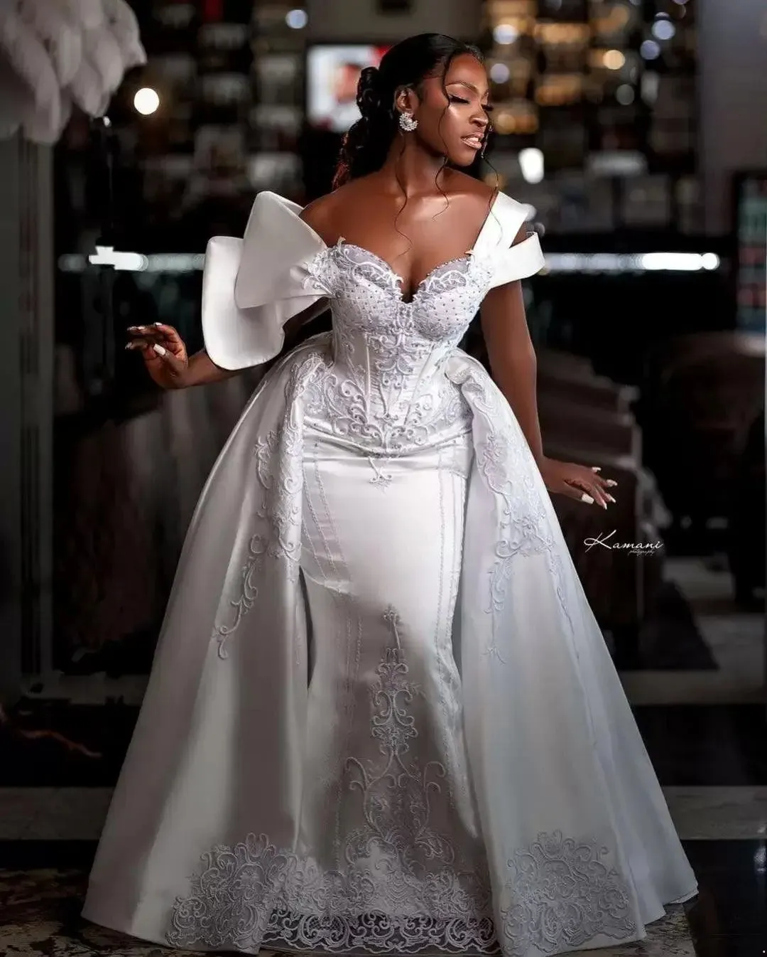 Off The Shoulder Satin Tulle Trumpet Mermaid Appliques Wedding Dress Off The Shoulder Satin Tulle Trumpet Mermaid Appliques Wedding Dress