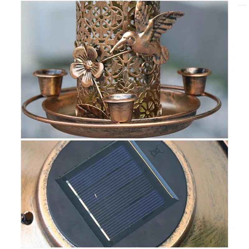 Andra fågelförsörjningsmatare med LED -ljus hängande rörhus för terrassgårdsdekor