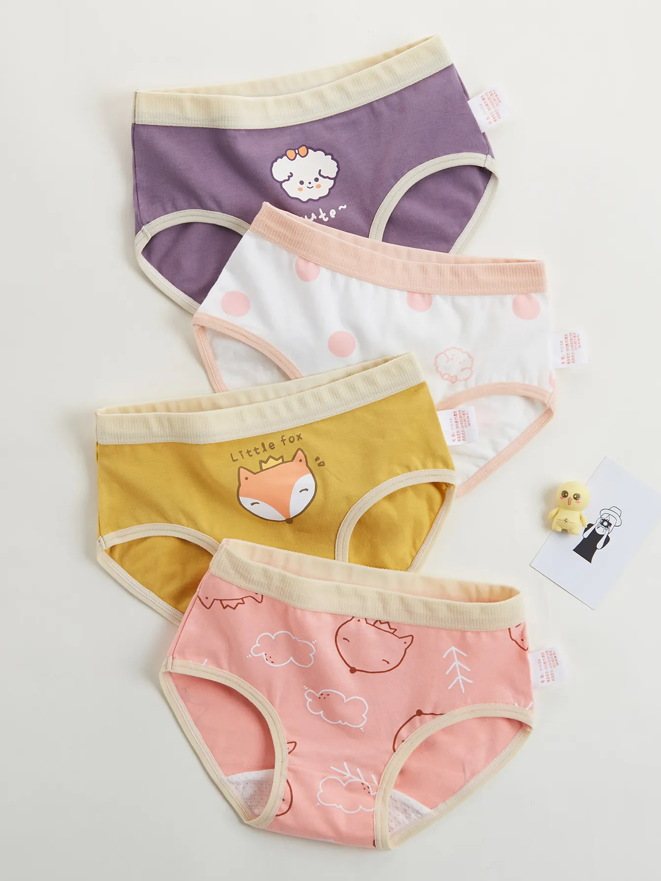 Cute Cartoon Polka Dot Cotton Toddler Underwear For Girls Sizes 6