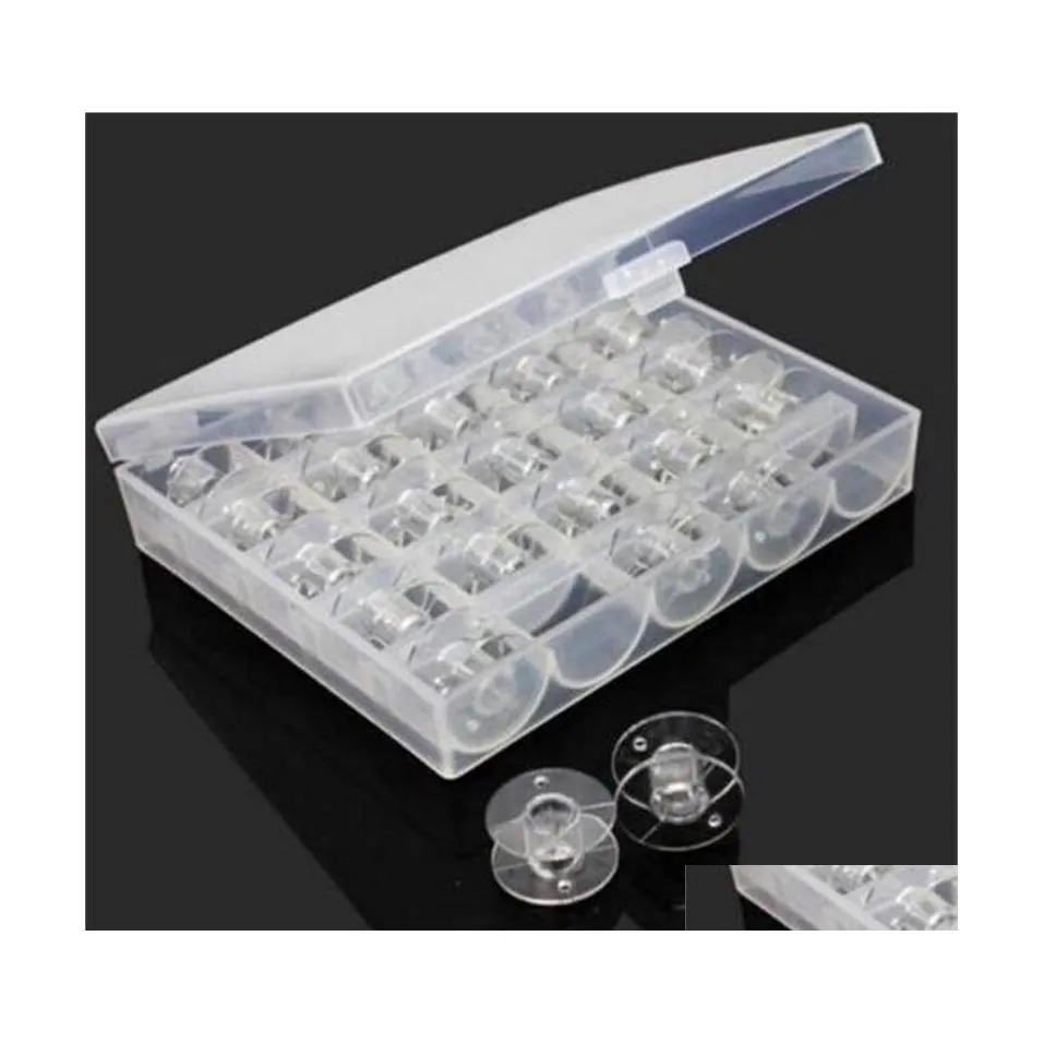 Hantverksverktyg 25st Clear Sewing Hine Bobbin Spool Tools Empty Bobbins Spools Plastical Storage Box For Home Accessoar Tool H1 Drop de DHTA1