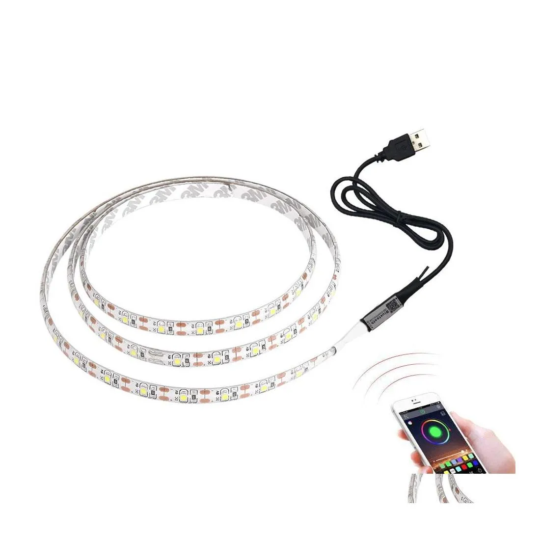 Led Strips 3528Smd Rgb Light Strip Tv Background Bluetooth App Control Dimmable Bare Board Is Not Waterproof Drop Delivery Lights Li Otasr