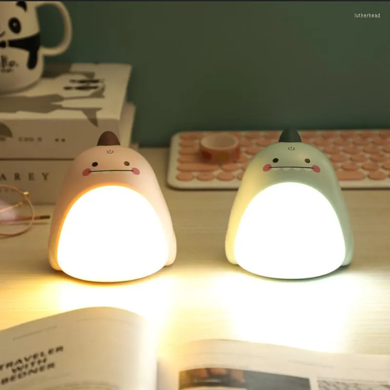 ナイトライトタッチ恐竜のステップレスダム可能なUSB子供向けの充電式ランプベビーギフト漫画かわいい動物LEDランプ