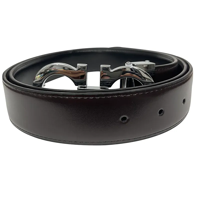 Cintura belle option mode actif ceinture silencieuse grand Litchi ceinture en cuir lisse ceintures concepteur Fo S