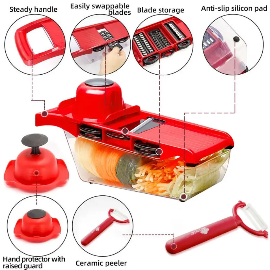 Warzywa do noża do warzyw Plikietarki Zamokrzenniki Multi Slicer Peeler Marchew Owoce 6 w 1 Gadżety narzędzia do cięcia warzyw SS1205