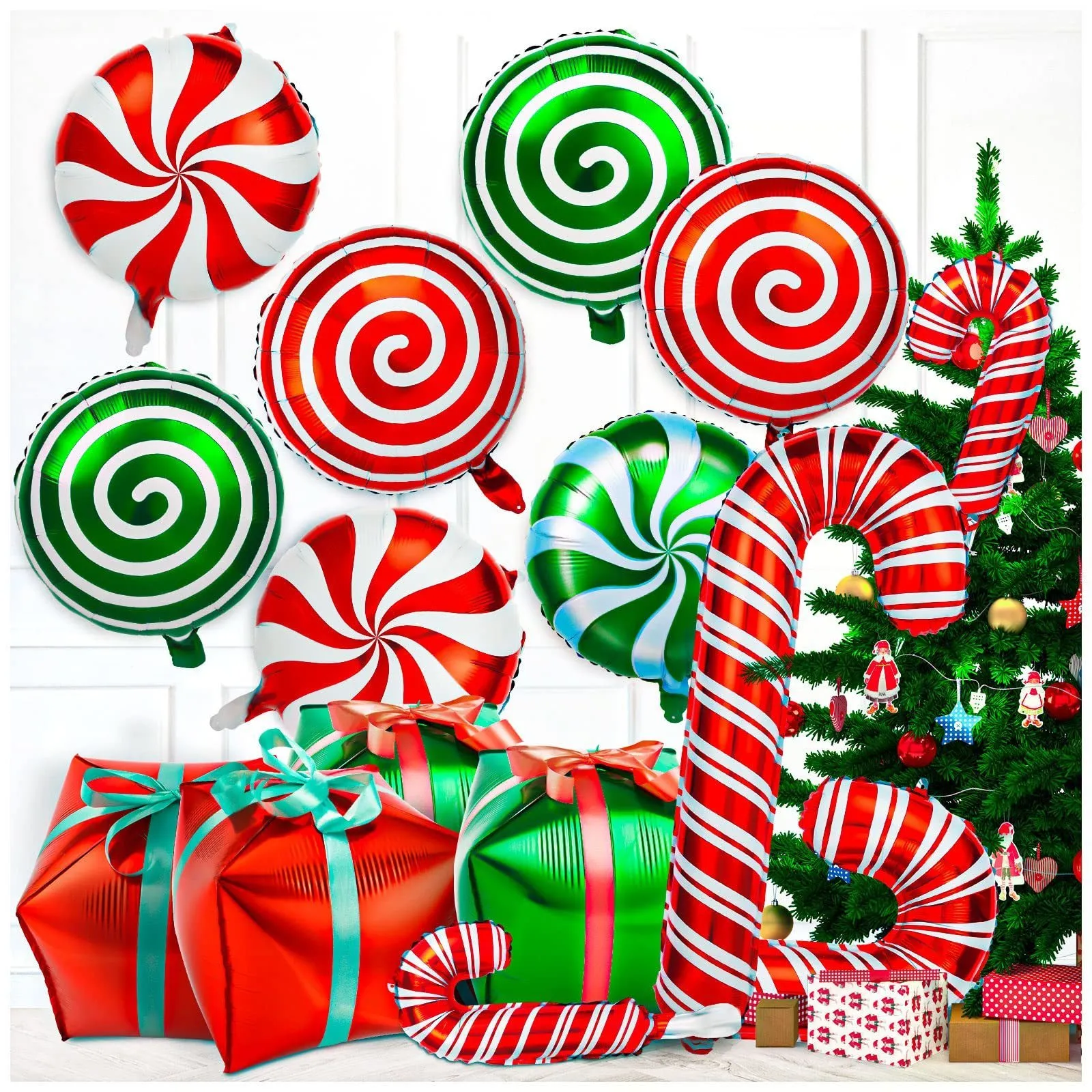 Decorações de Natal 30pcs de Natal Balões infláveis ​​para presentes Candy Cane Ballons para decorações de festas de Natal Ano 2023 Decores de Natal 221205